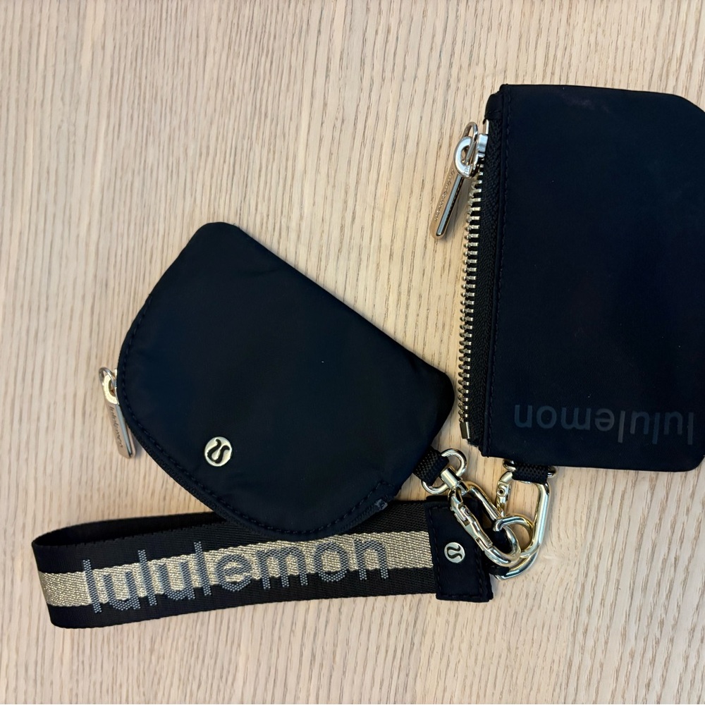 lululemon dual pouch wristlet gold hardware